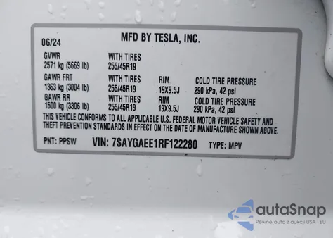 2024 Tesla Model Y Long Range Dual Motor All-Wheel Drive from USA, damaged, VIN 7SAYGAEE1RF122280